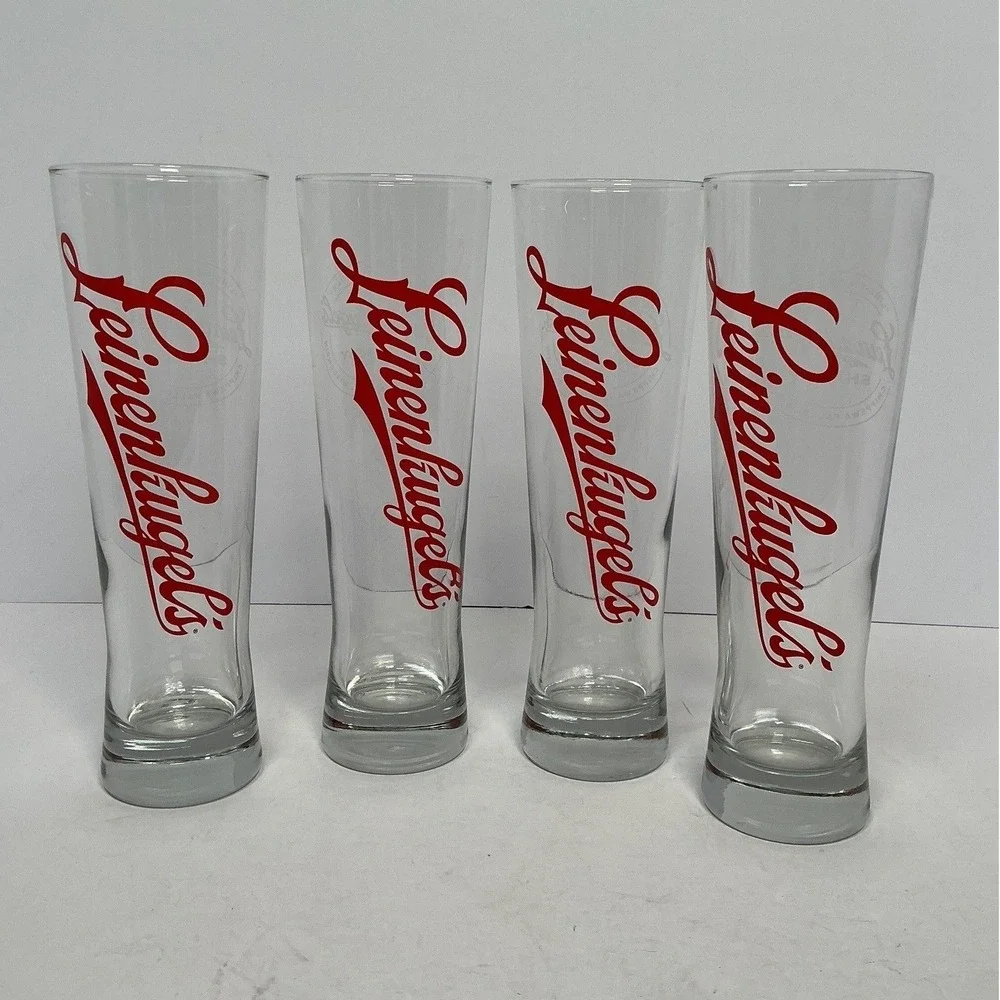 Leinenkugel's Pilsner Beer Glasses Unisex OS Clear Red‎ Logo Set of 6 Shandy 9